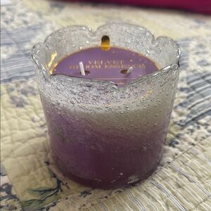 Purple and White Scented Candle